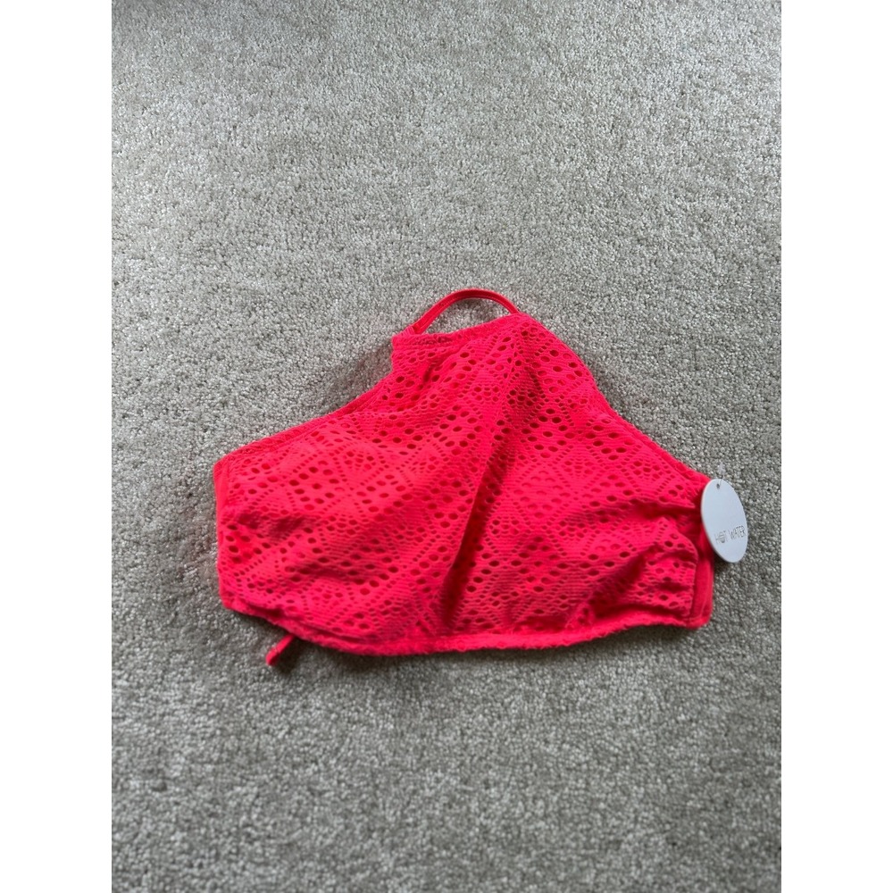 Hot Water Women's Swimwear Bikini Top Medium Red Crochet Polyester